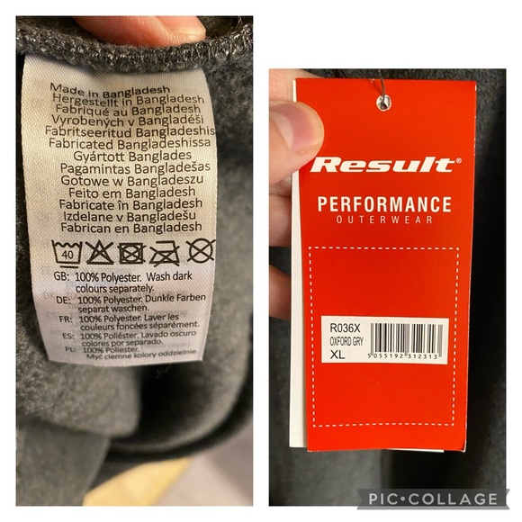 NWT Men’s XL Performance Outerwear by Result, color is Oxford Gray - Picture 11 of 15